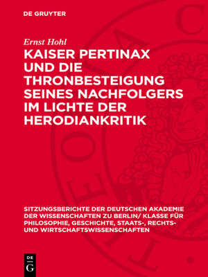 cover image of Kaiser Pertinax und die Thronbesteigung seines Nachfolgers im Lichte der Herodiankritik
